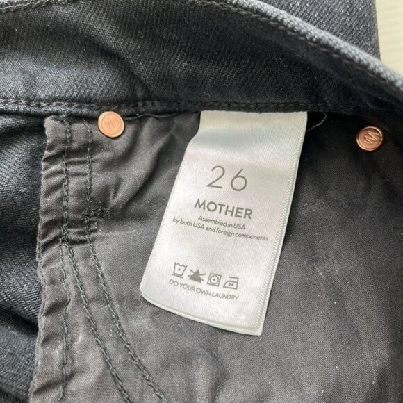 MOTHER Denim High Waisted Runway Jeans in Who's Sorry Now Black Faded NWT - Picture 10 of 11